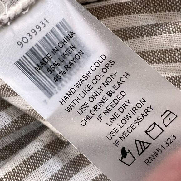 Vince Camuto Sleeveless Natural Linen Stripe Tie Front Jumpsuit Natural - Picture 9 of 16